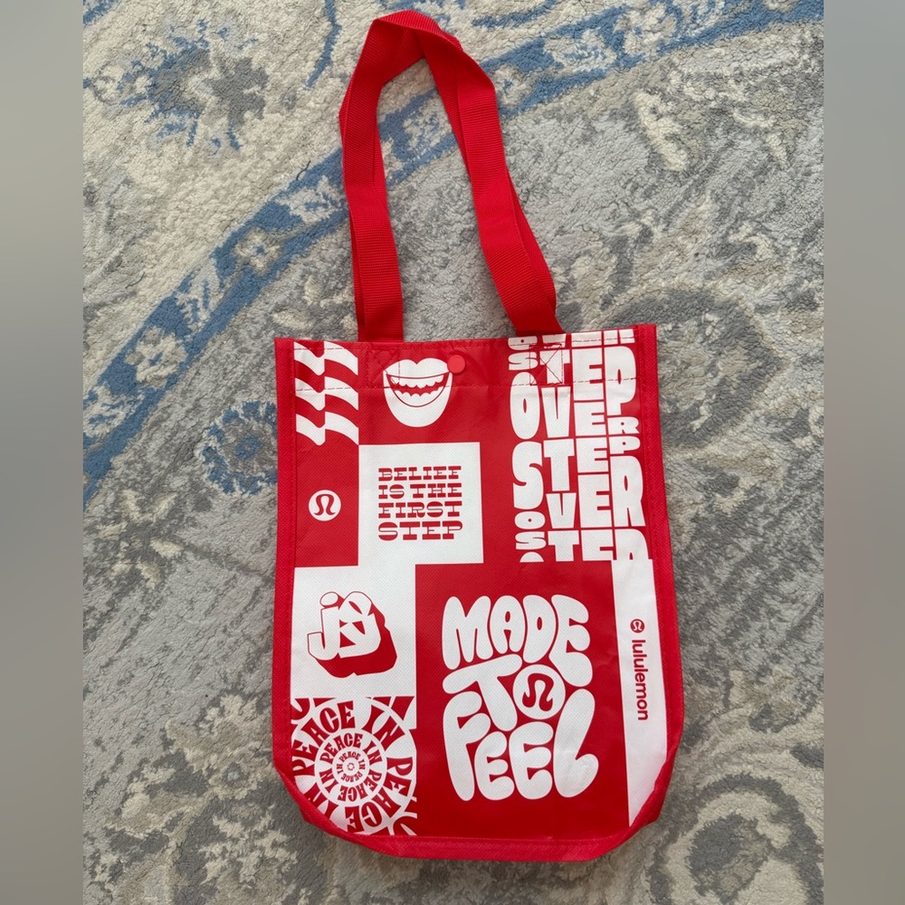 lululemon athletica Red and White Graphic Tote